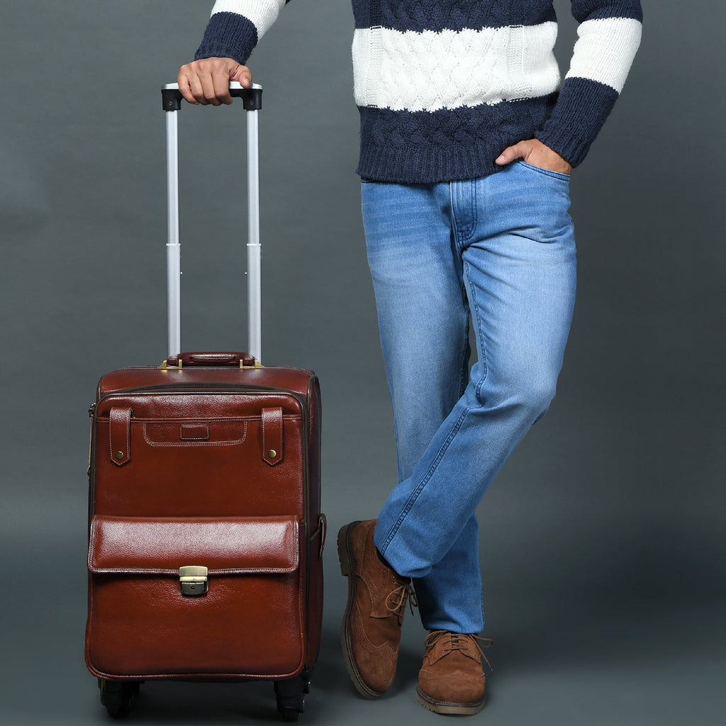Leather Carry-On Trolley Bag