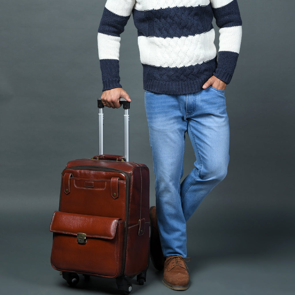 Leather Carry-On Trolley Bag