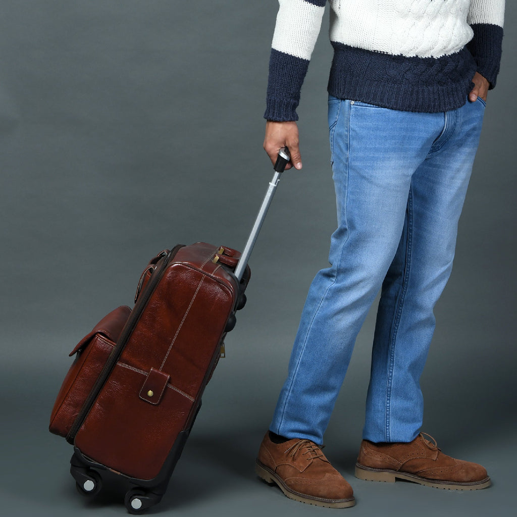 Leather Carry-On Trolley Bag