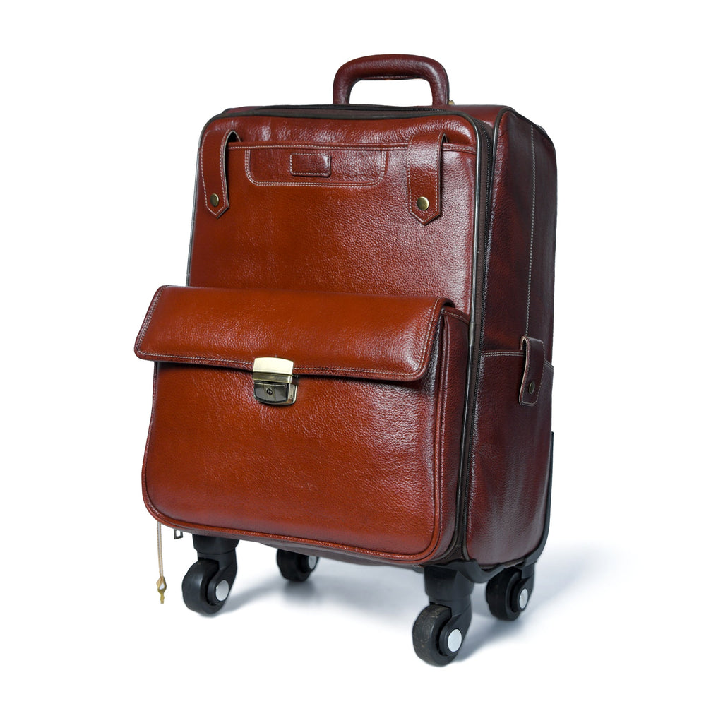 Leather Carry-On Trolley Bag