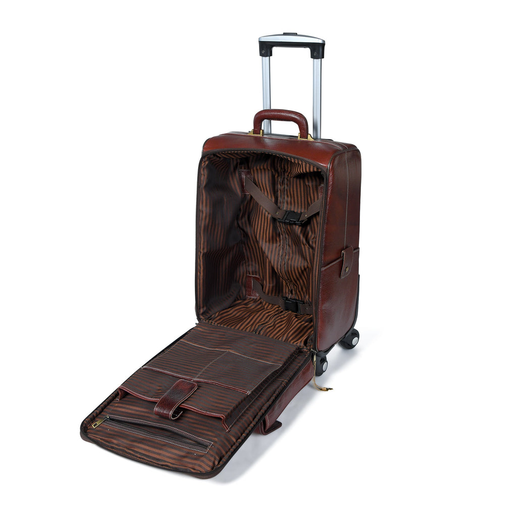 Leather Carry-On Trolley Bag