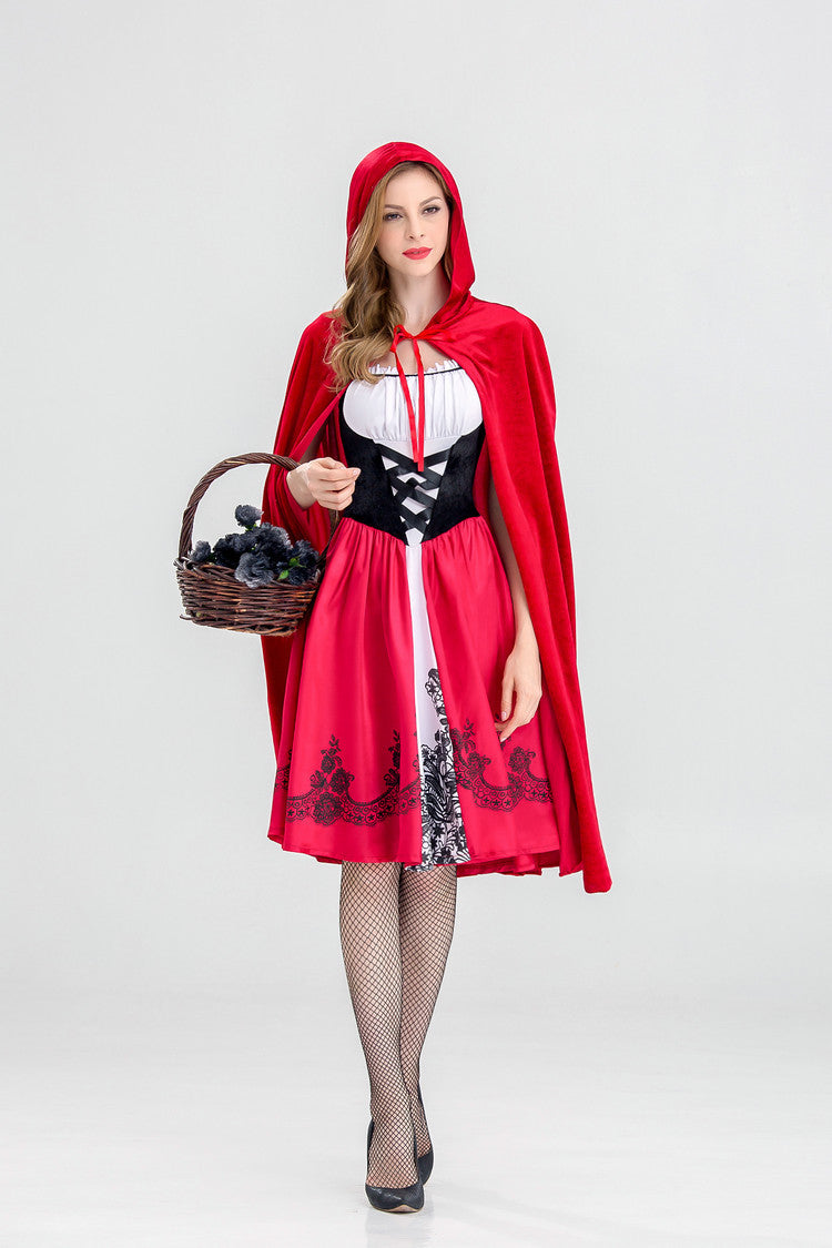 Little Red Riding Hood Halloween Costume — Red Dress & Cloak