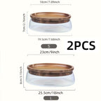 2-Piece Glass Candy Storage Box with Wooden Lid