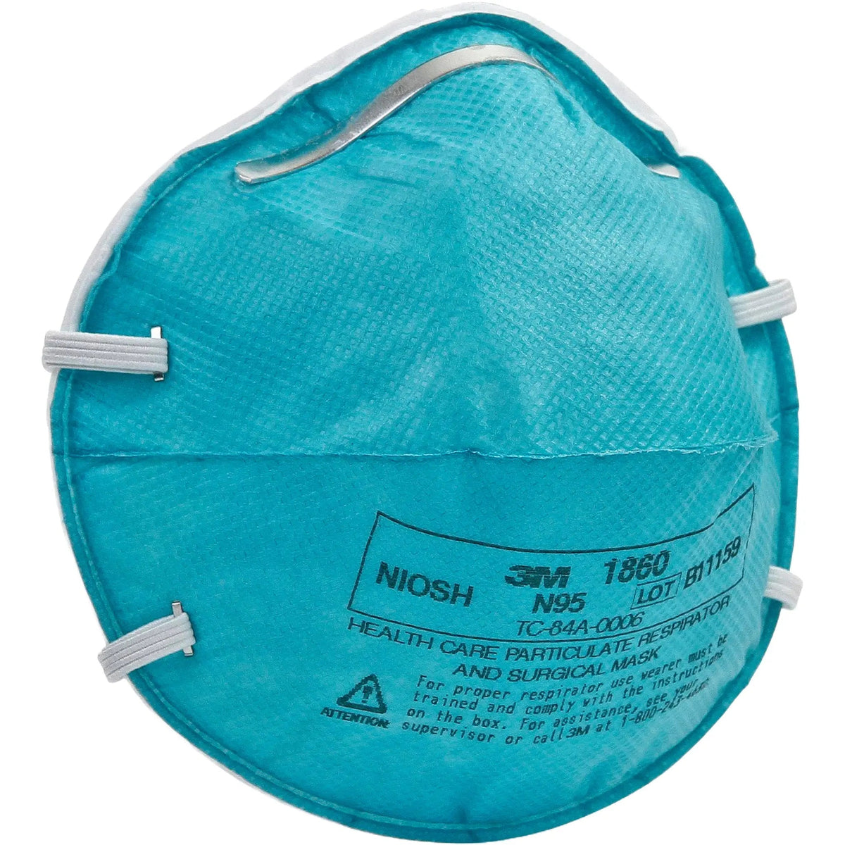 3M 1860 N95 Health Care Particulate Respirator and Surgical Mask, Teal