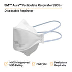 3M 9205+ N95 Aura Particulate Respirator Mask, White, Standard