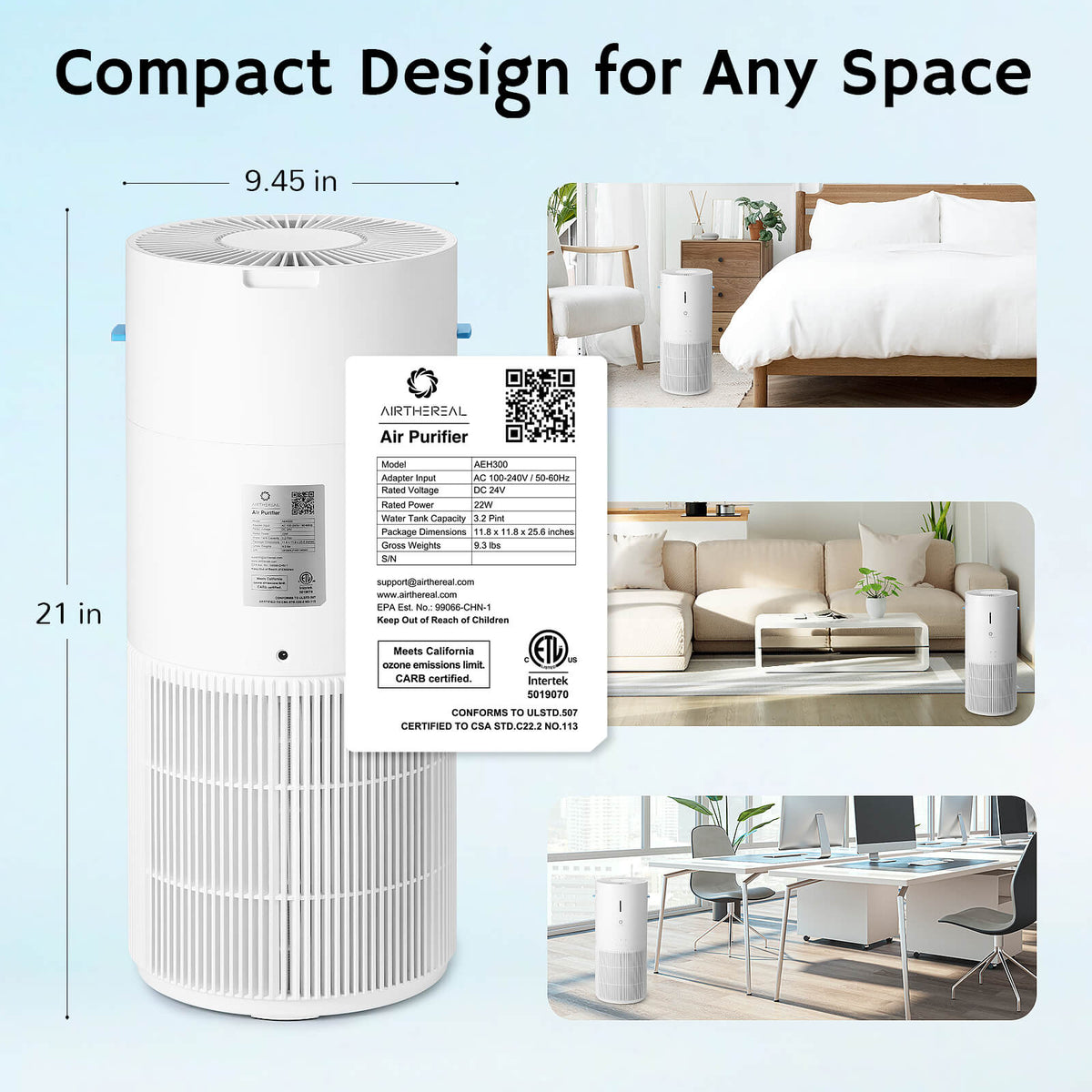 Ethereal Rain AEH300 Air Purifier & Humidifier Combo