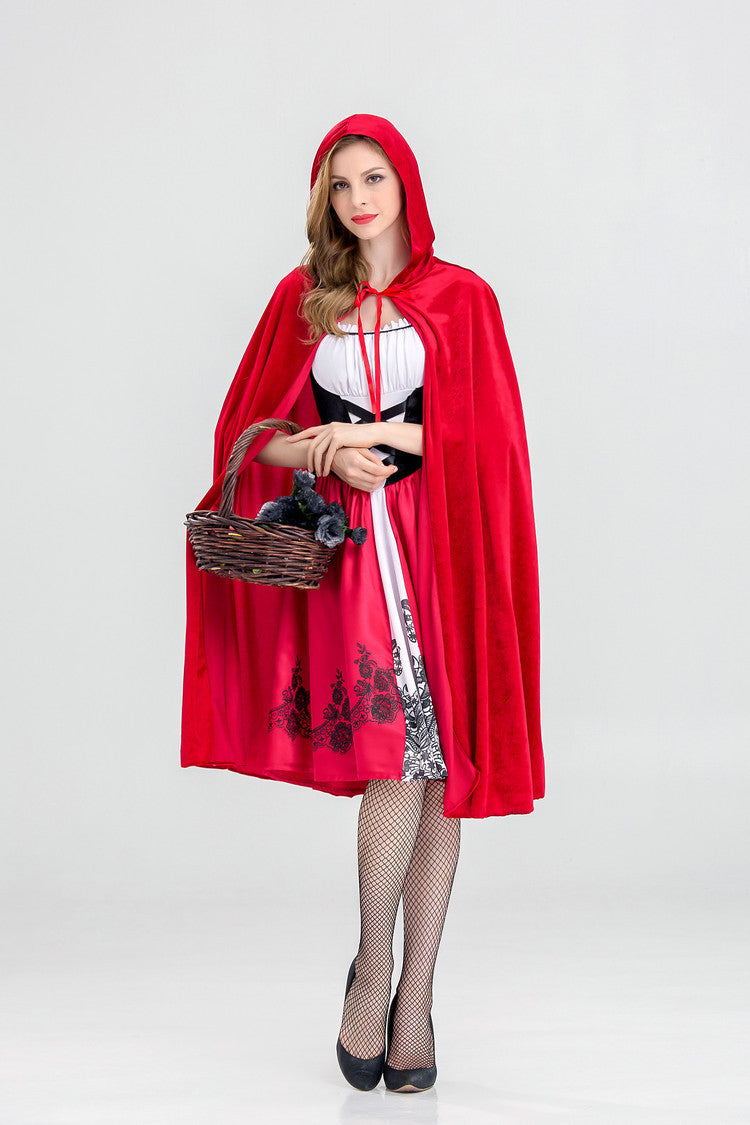 Little Red Riding Hood Halloween Costume — Red Dress & Cloak