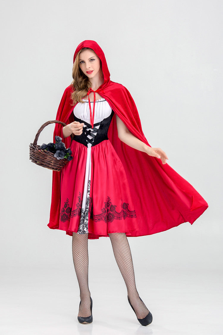 Little Red Riding Hood Halloween Costume — Red Dress & Cloak