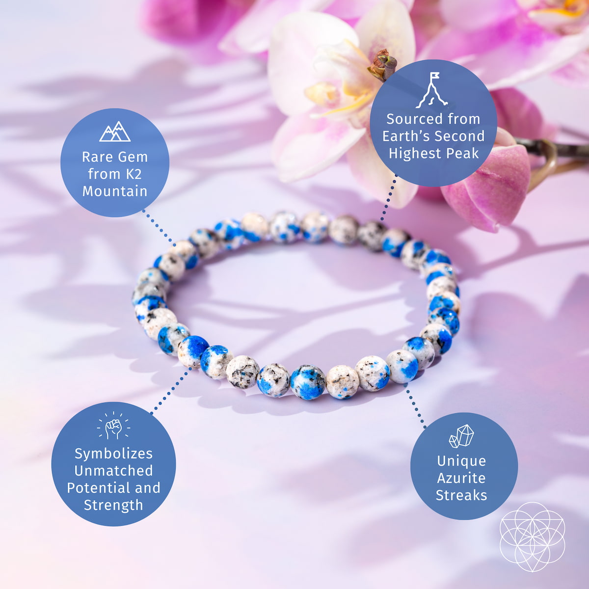 K2 Stone Beaded Bracelet — 6 mm