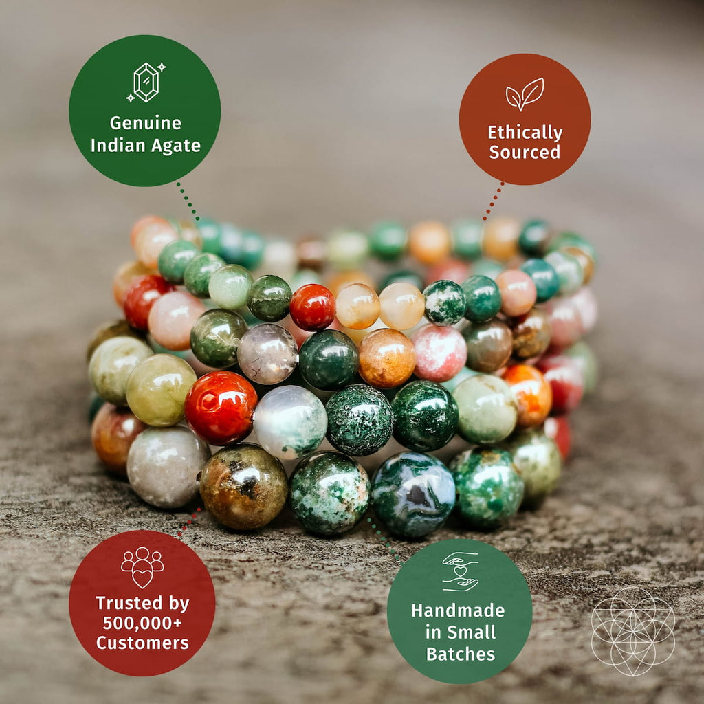 Indian Agate Beaded Bracelet