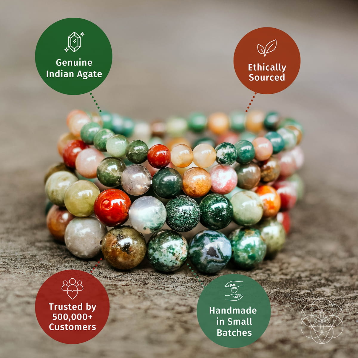 Indian Agate Beaded Bracelet