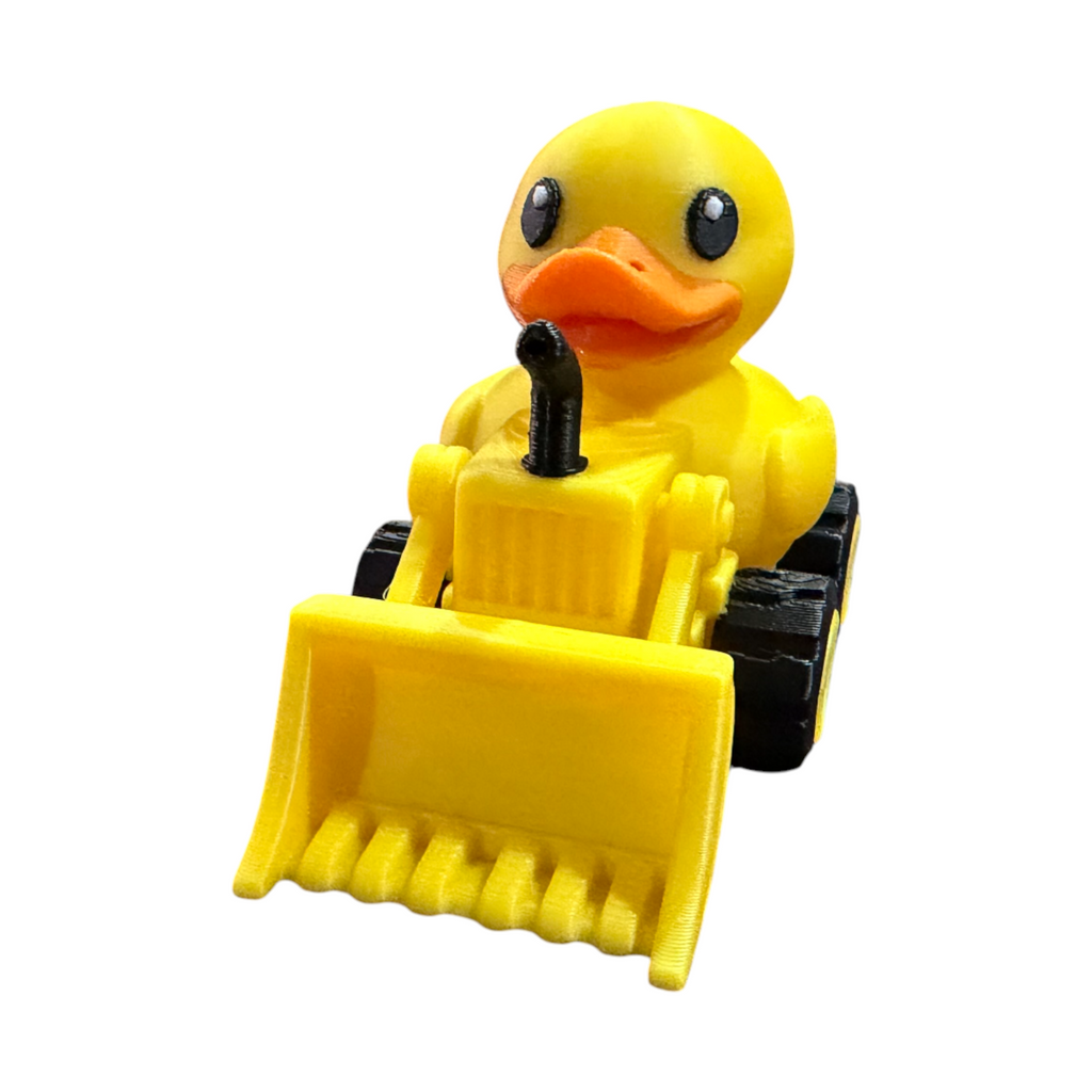 Construction Duck with Bulldozer – 3D Printed Worksite Duck Collectible