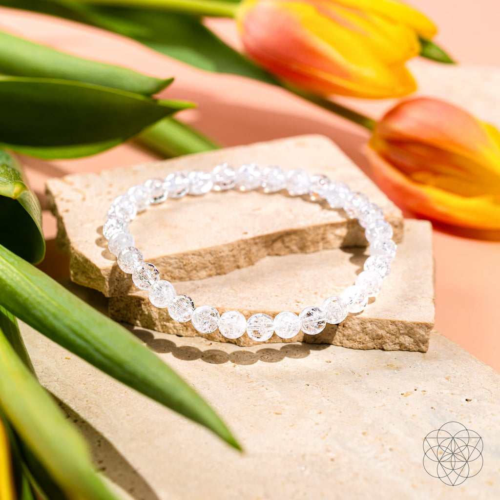 Ice Quartz Beaded Bracelet — 6 mm