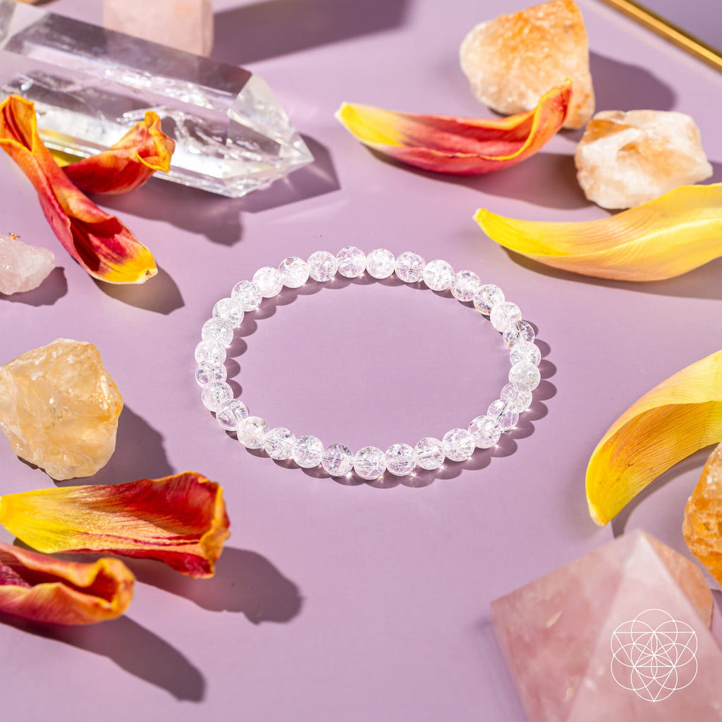 Ice Quartz Beaded Bracelet — 6 mm
