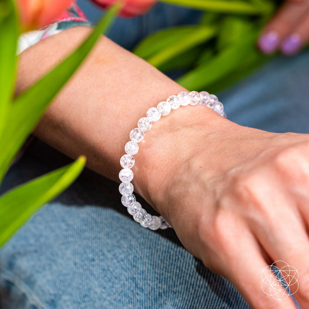 Ice Quartz Beaded Bracelet — 6 mm