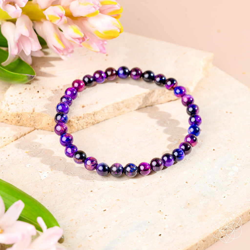Galaxy Tiger’s Eye Beaded Bracelet — 6 mm