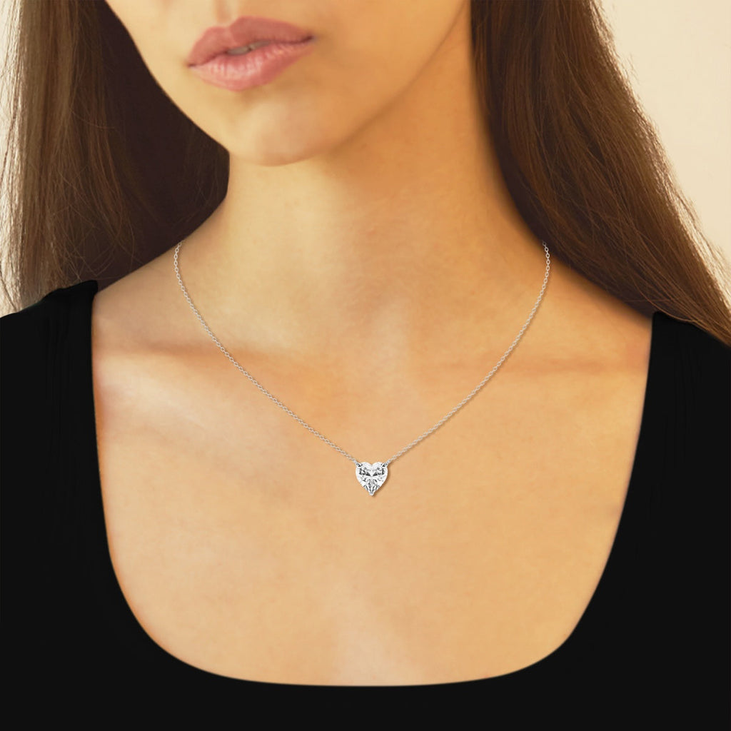 3 CTW Heart Lab-Grown Diamond Pendant — 14K Gold