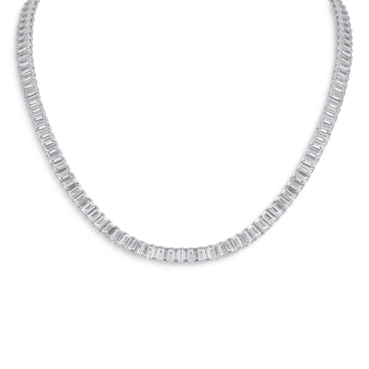 Emerald-Cut Moissanite Tennis Necklace — 30 CTW