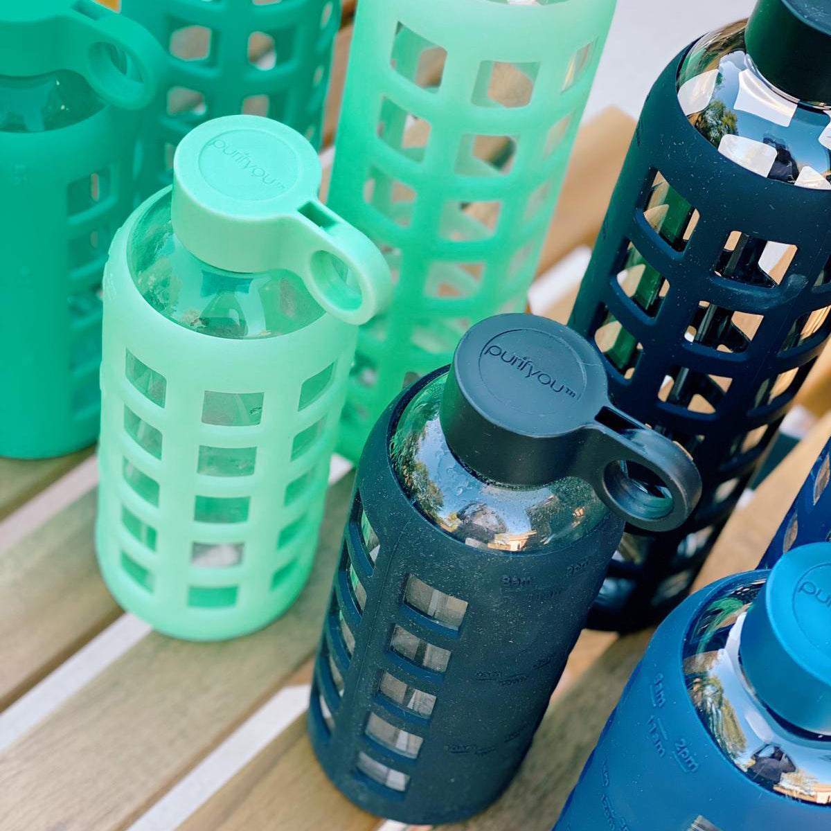 Purifyou Glass Water Bottle — Silicone Sleeve