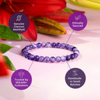 Chevron Amethyst Beaded Bracelet — 6 mm