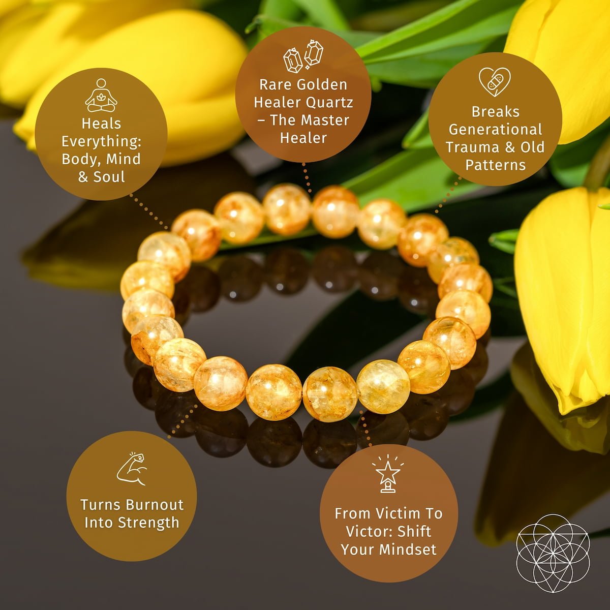 Golden Healer Quartz Beaded Bracelet