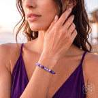Chevron Amethyst Beaded Bracelet — 6 mm