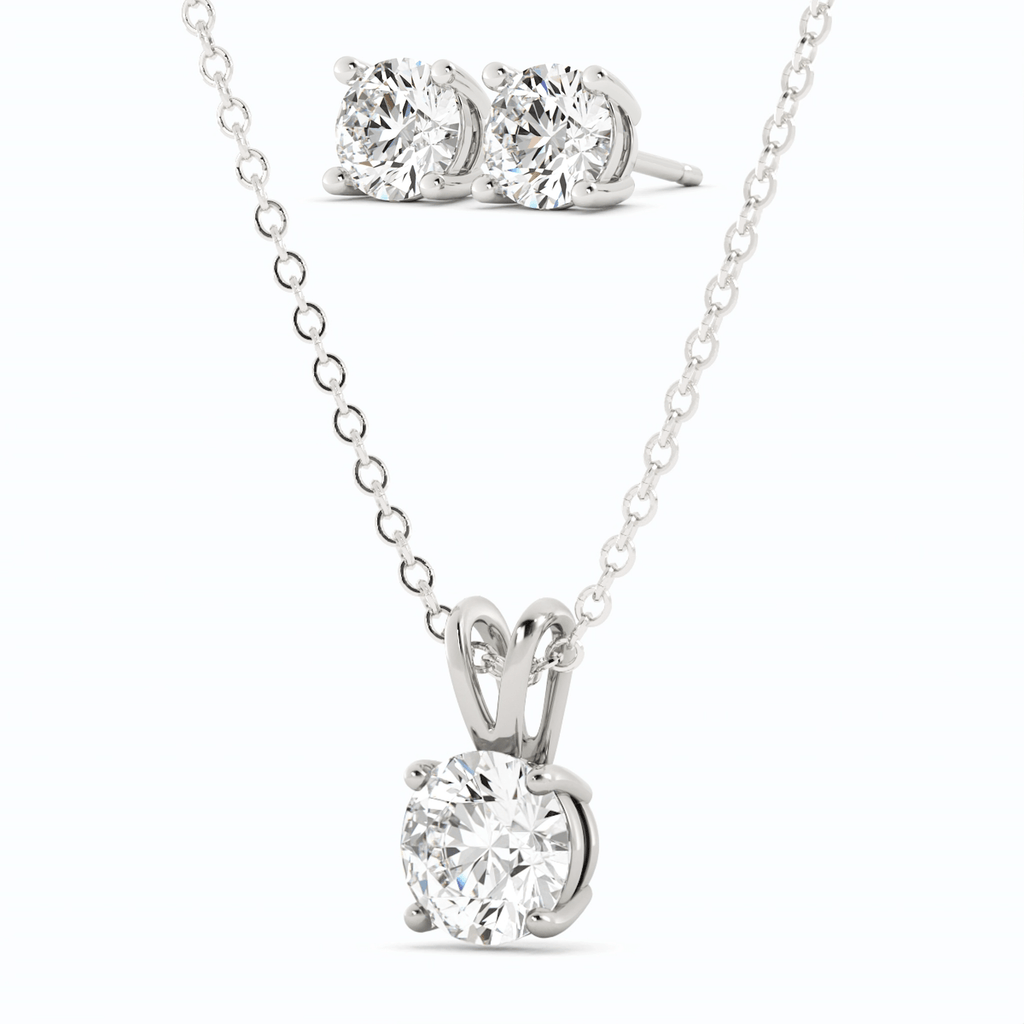 3 CTW Moissanite Earrings & Pendant Set