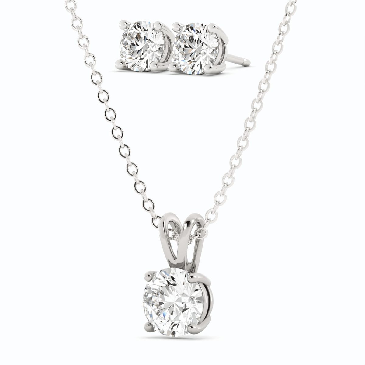 3 CTW Moissanite Earrings & Pendant Set