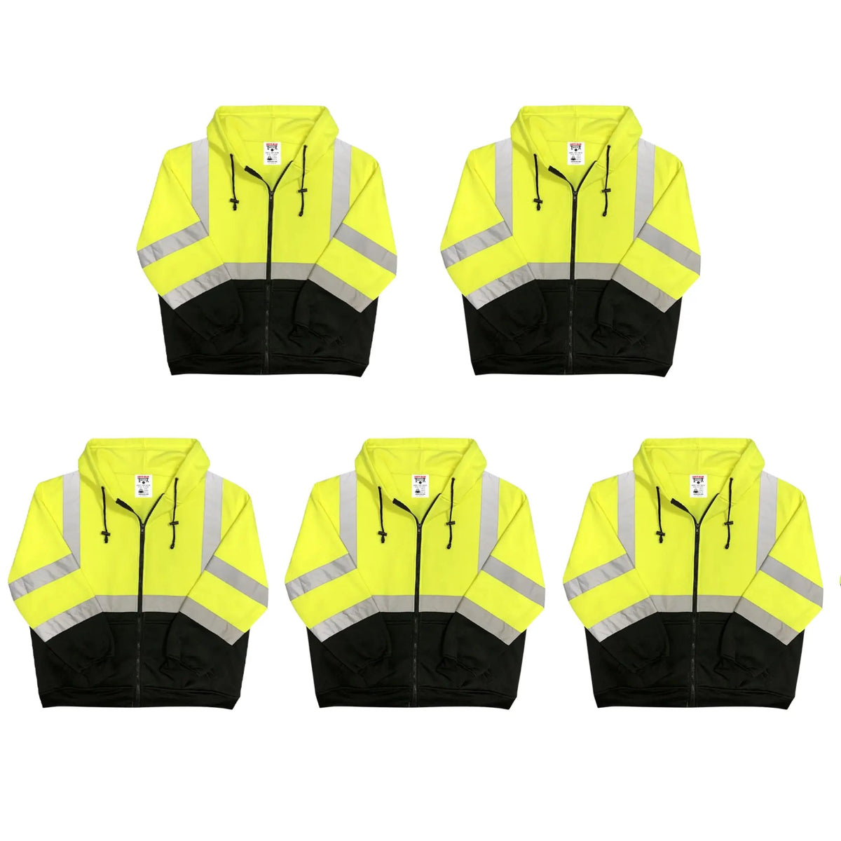 Safety Main 05LWJYB Hi-Vis Yellow/Black Jacket — Class 3, 5-Pack