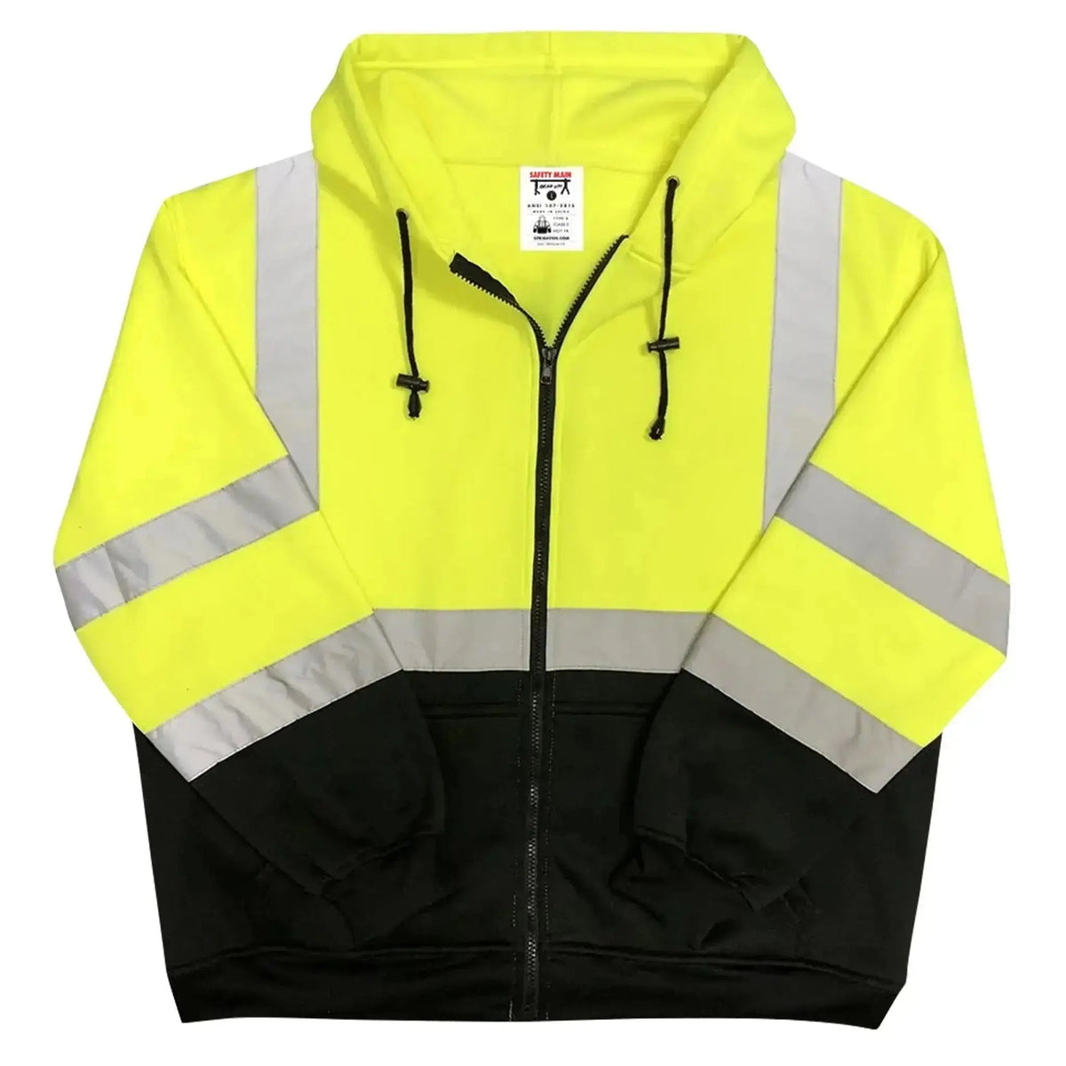 Safety Main 05LWJYB Hi-Vis Yellow/Black Jacket — Class 3, 5-Pack