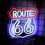 Historic Route 66 Neon Sign, Home Art Man Cave Neon Lights, For Bedroom Home Office Decor