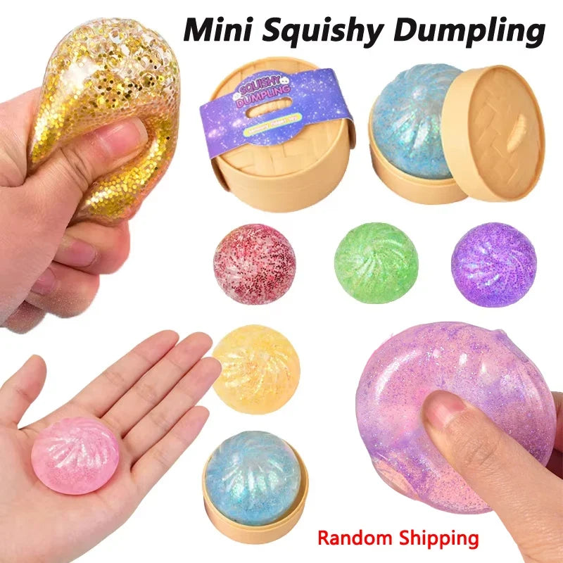 Mini Squishy Dumpling Fidget Toy — Glitter Steamer Bun