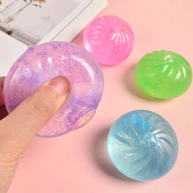 Mini Squishy Dumpling Fidget Toy — Glitter Steamer Bun