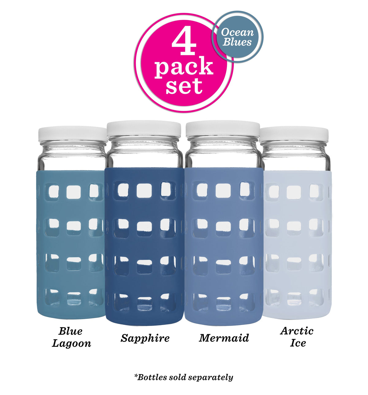 Geometric Cube Silicone Protective Bottle Sleeves Set, for 32oz Bottles