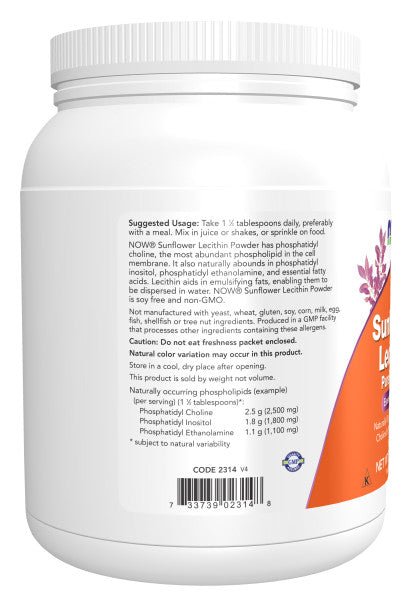 NOW Sunflower Lecithin Powder — 1 lb