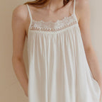 Amie Lace Collar Satin Lightweight Pajama Set / White