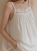 Amie Lace Collar Satin Lightweight Pajama Set / White