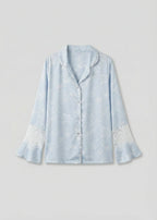 Celeste Silky Luxury Lace Pajama Set / Blue