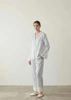 Celeste Silky Luxury Lace Pajama Set / Blue