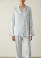 Celeste Silky Luxury Lace Pajama Set / Blue