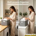 Woven Hyacinth Storage Baskets with Cut-out Handles