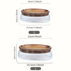 2-Piece Glass Candy Storage Box with Wooden Lid