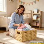 Woven Hyacinth Storage Baskets with Cut-out Handles