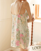 Fresh Floral Nightgown Pajama Dress / Pink Floral