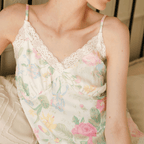 Fresh Floral Nightgown Pajama Dress / Pink Floral