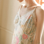 Fresh Floral Nightgown Pajama Dress / Pink Floral