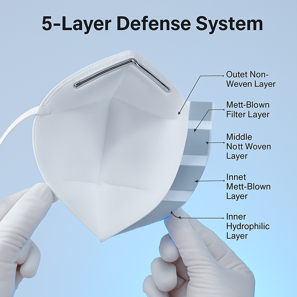 KN95 Masks — 10-Pack, 5-Layer Protection