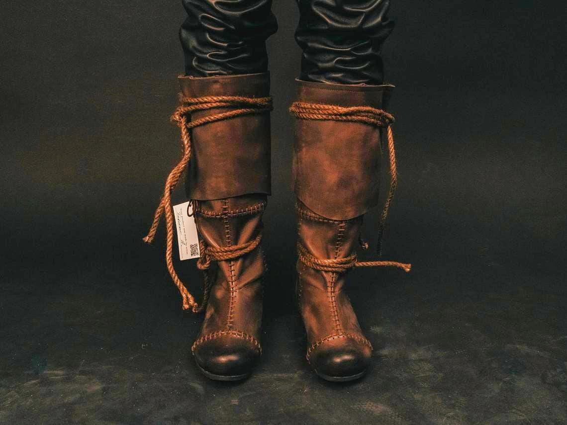 Brown High Leather Boots "Aragorn"