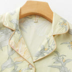 Lillian Lapel Collar & Button Front Floral Pajama Set / Long-Sleeve & Long-Pant