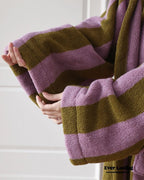 Modern Striped Cotton Bathrobe Set / Pink